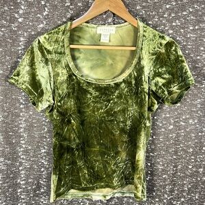 Vintage‎ Express Velvet Green Short Sleeve Shirt Top